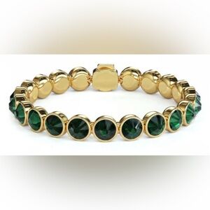 Gold plated ice bracelet with Swarovski crystals in green Hidden clasp BNIB